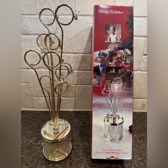 Satin Silver Plated Drum Design Message/ Picture Holder 12” - Picture 2 of 8